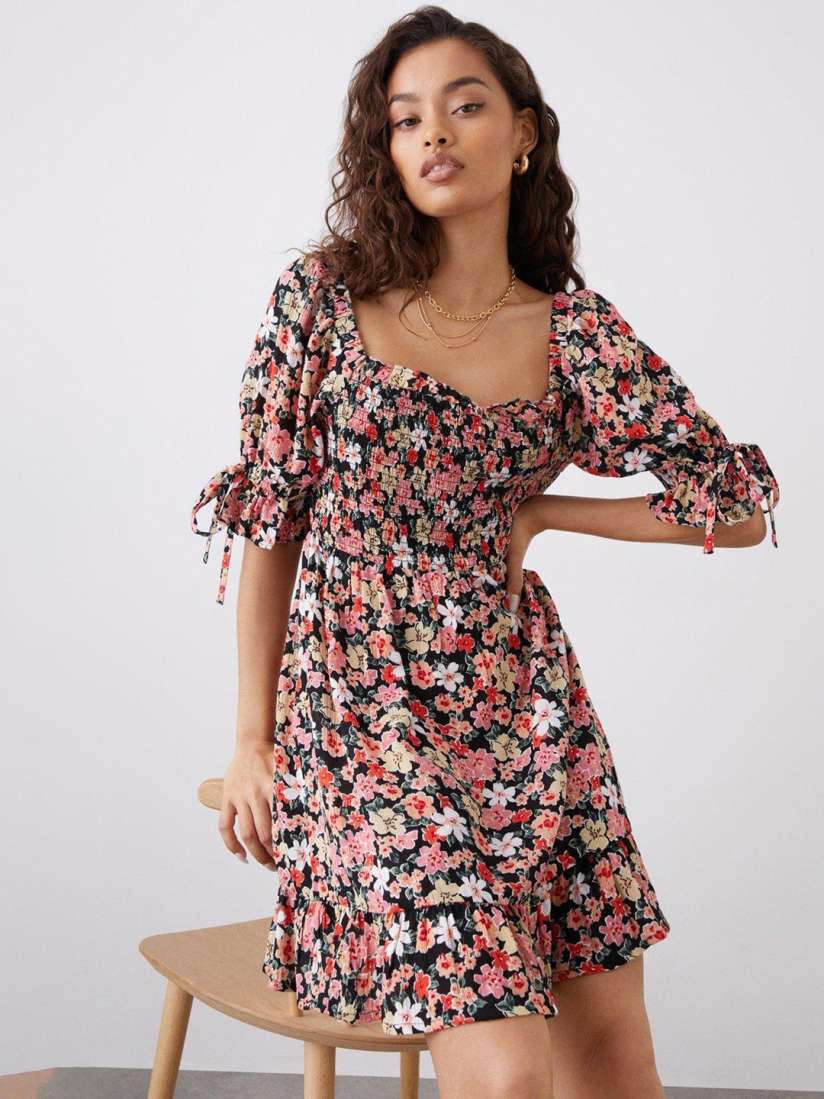 Buy DOROTHY PERKINS Petite Floral Print Smocked A Line Dress Dresses for Women 24552928 Myntra