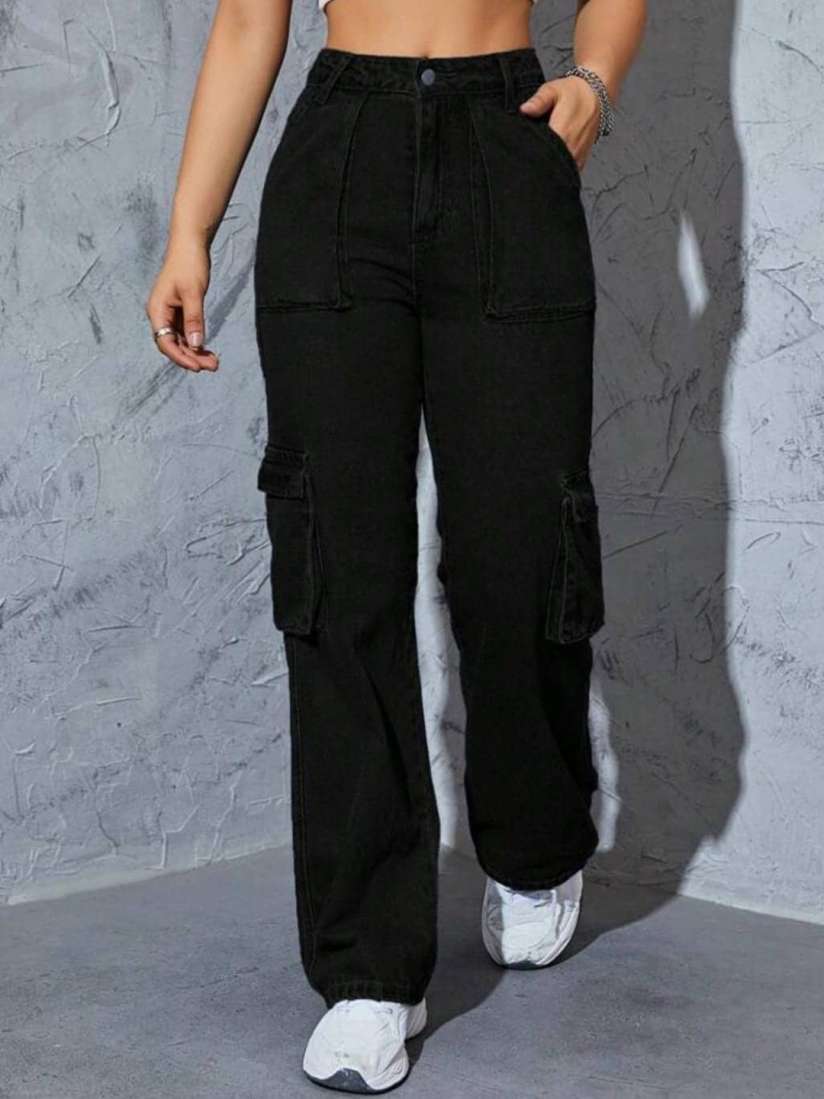 Buy Next One Women Smart Wide Leg High Rise Clean Look Stretchable Cargo Jeans Jeans for Women 24553796 Myntra