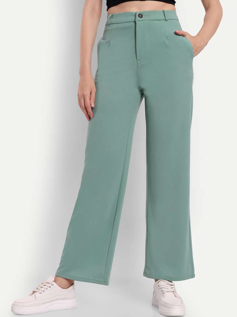 Buy Next One Women Smart Loose Fit High Rise Parallel Trousers Trousers for Women 24554004 Myntra