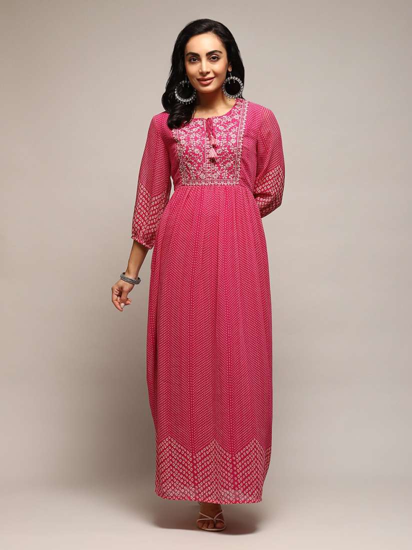 Buy Biba Ethnic Motifs Printed Embroidered Detail Maxi Fit Flare Ethnic Dress Ethnic Dresses for Women 24560760 Myntra