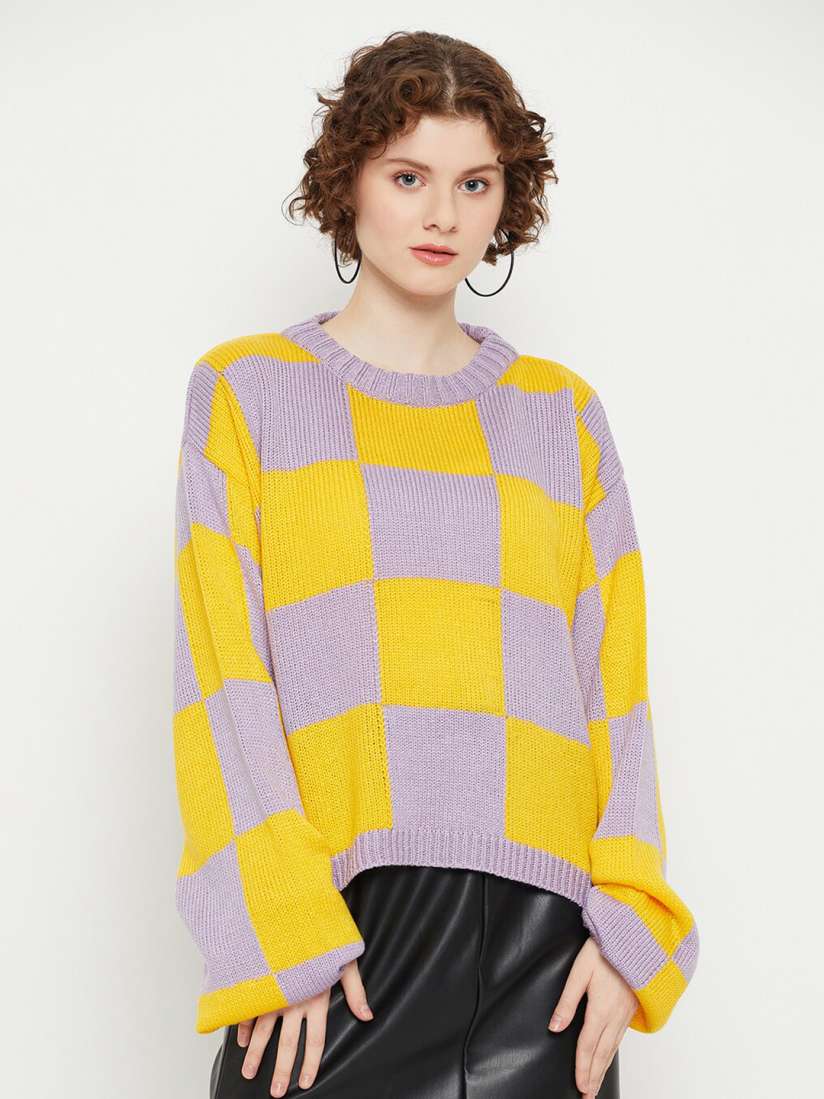 Buy KASMA Checked Wool Pullover Sweater Sweaters for Women 24562144 Myntra