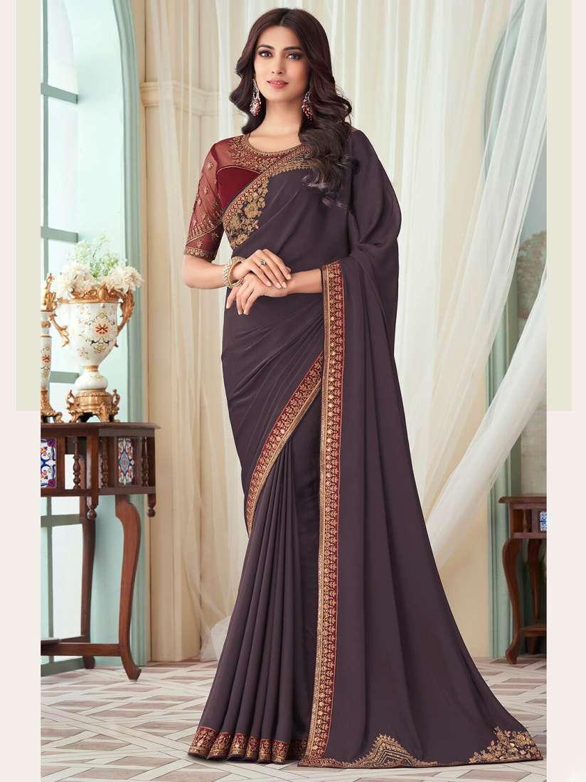 Satin saree online myntra store