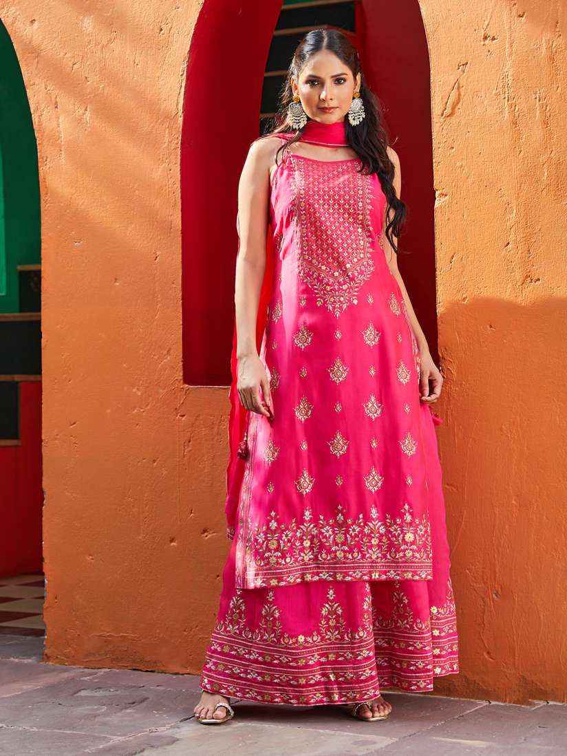Buy Biba Ethnic Motifs Printed Regular Kurta With Skirt Dupatta Kurta Sets for Women 24574458 Myntra