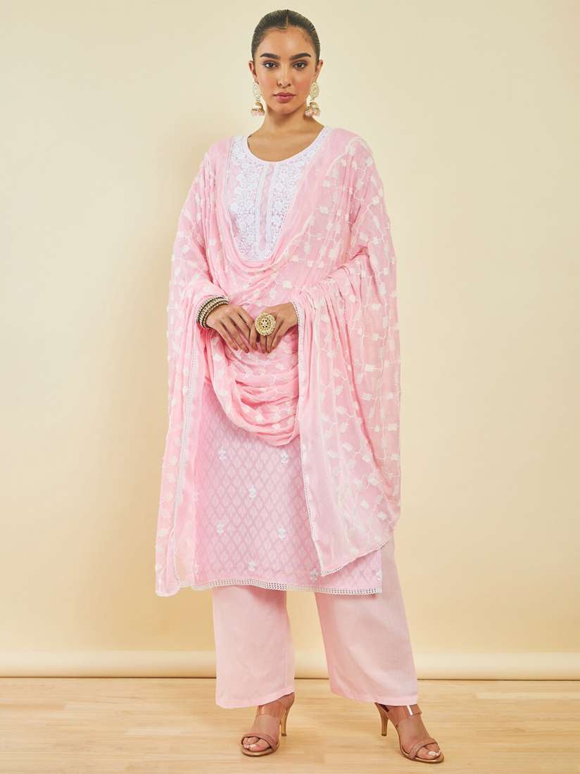 Buy Soch Floral Embroidered Sequinned Pure Cotton Unstitched Dress Material Dress Material for Women 24577076 Myntra