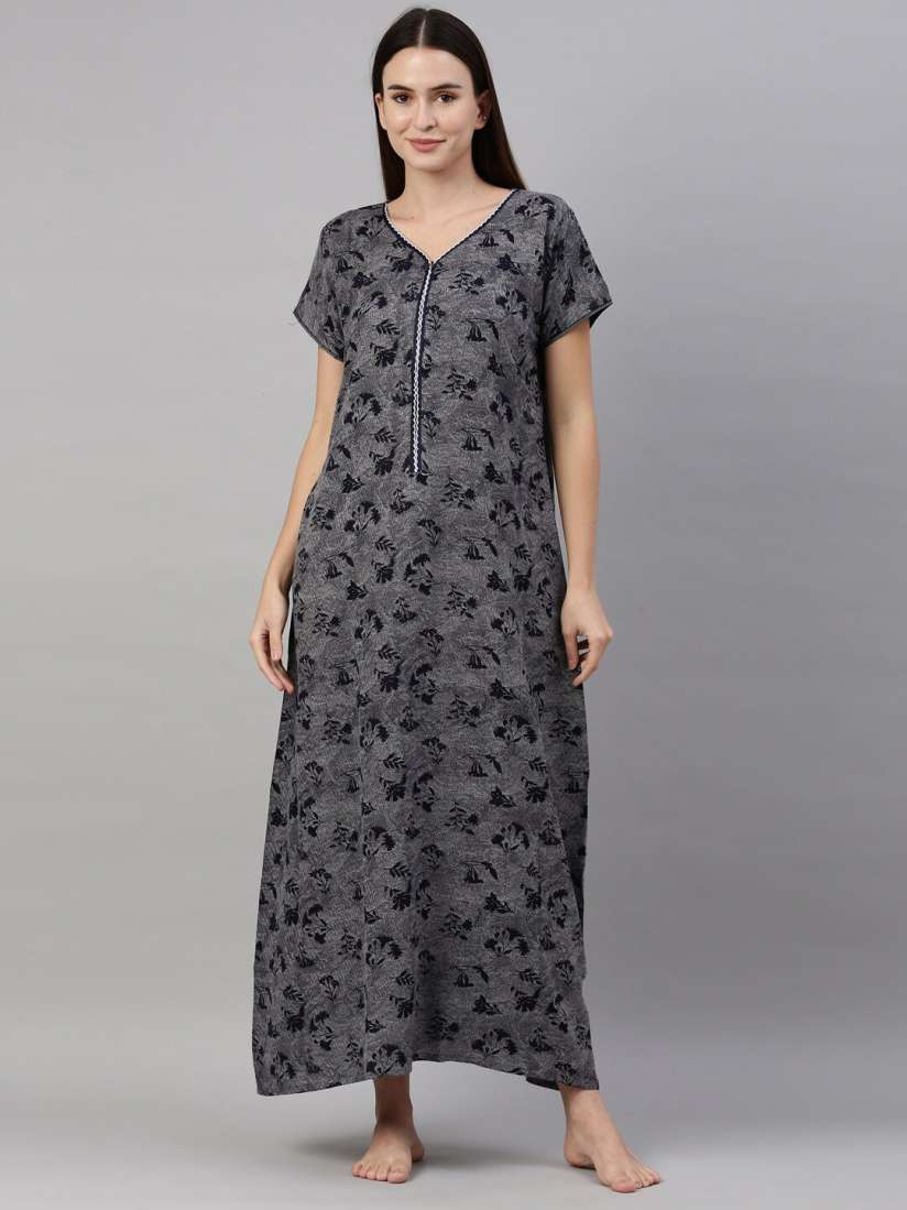 Buy GOLDSTROMS Floral Printed Maxi Nightdress Nightdress for Women 24581192 Myntra