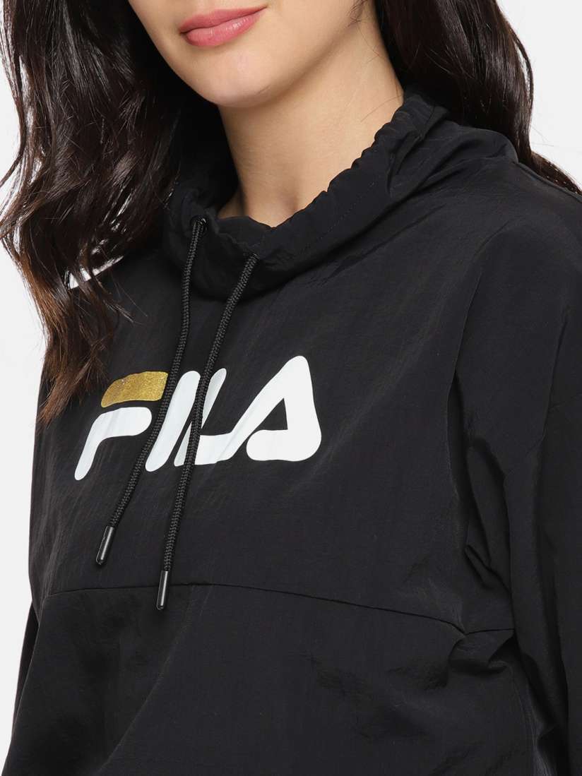 Buy FILA Women Black Solid Crop Sweatshirt Sweatshirts for Women 2458385 Myntra