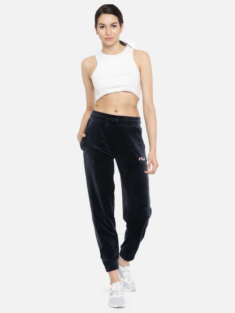 Buy FILA Women Navy Solid Velvet Finish Joggers Track Pants for Women 2458414 Myntra