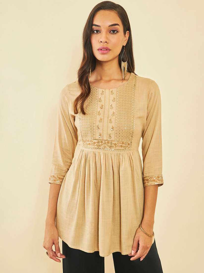Buy Soch Ethnic Motifs Embroidered Sequinned A Line Kurti Kurtis for Women 24585096 Myntra