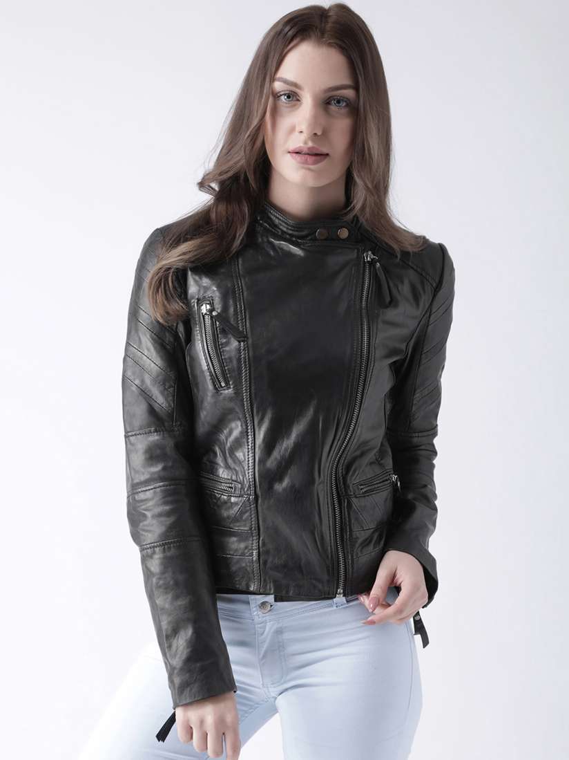 Buy BARESKIN Women Black Solid Lightweight Leather Biker Jacket Jackets for Women 2458660 Myntra