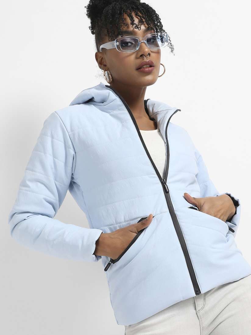 Buy Campus Sutra Windcheater Hooded Padded Jacket Jackets for Women 24592514 Myntra