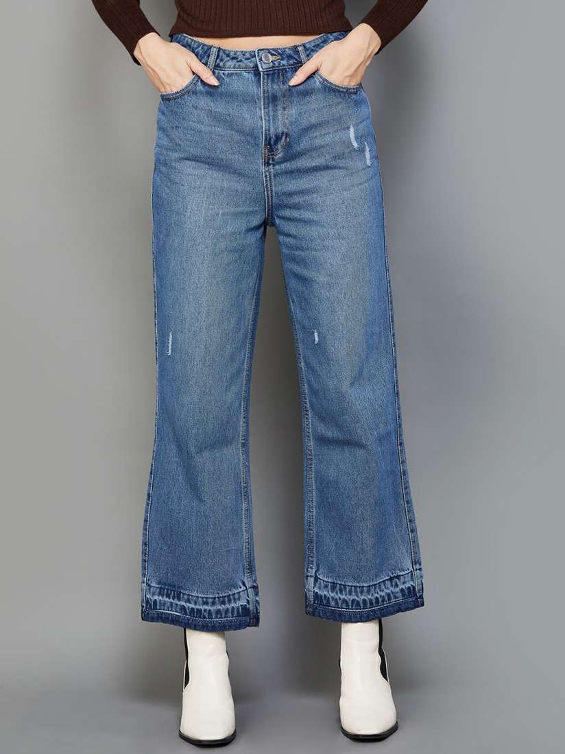 Buy Ginger by Lifestyle Women Mildly Distressed Heavy Fade Wide Leg Jeans Jeans for Women 24592666 Myntra
