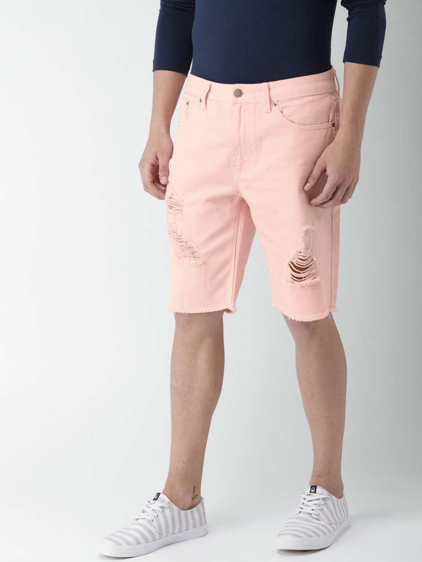 Mens pink denim shorts shop