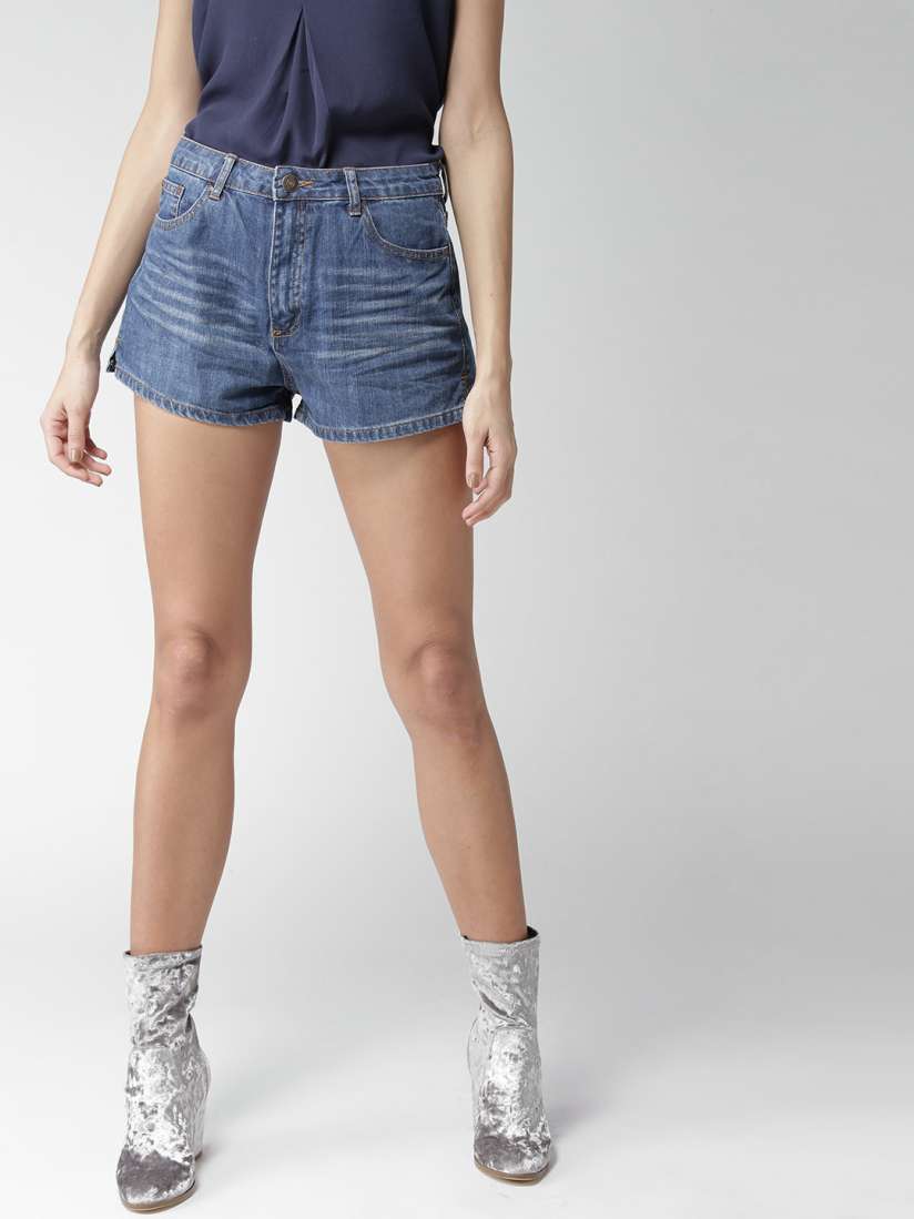 Buy FOREVER 21 Women Blue Washed Regular Fit Denim Shorts Shorts for Women 2459981 Myntra