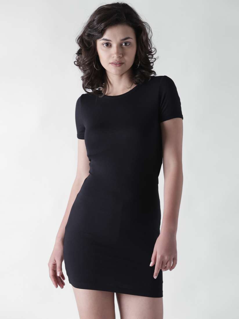 Buy FOREVER 21 Women Black Solid Styled Back Bodycon Dress Dresses for Women 2460314 Myntra