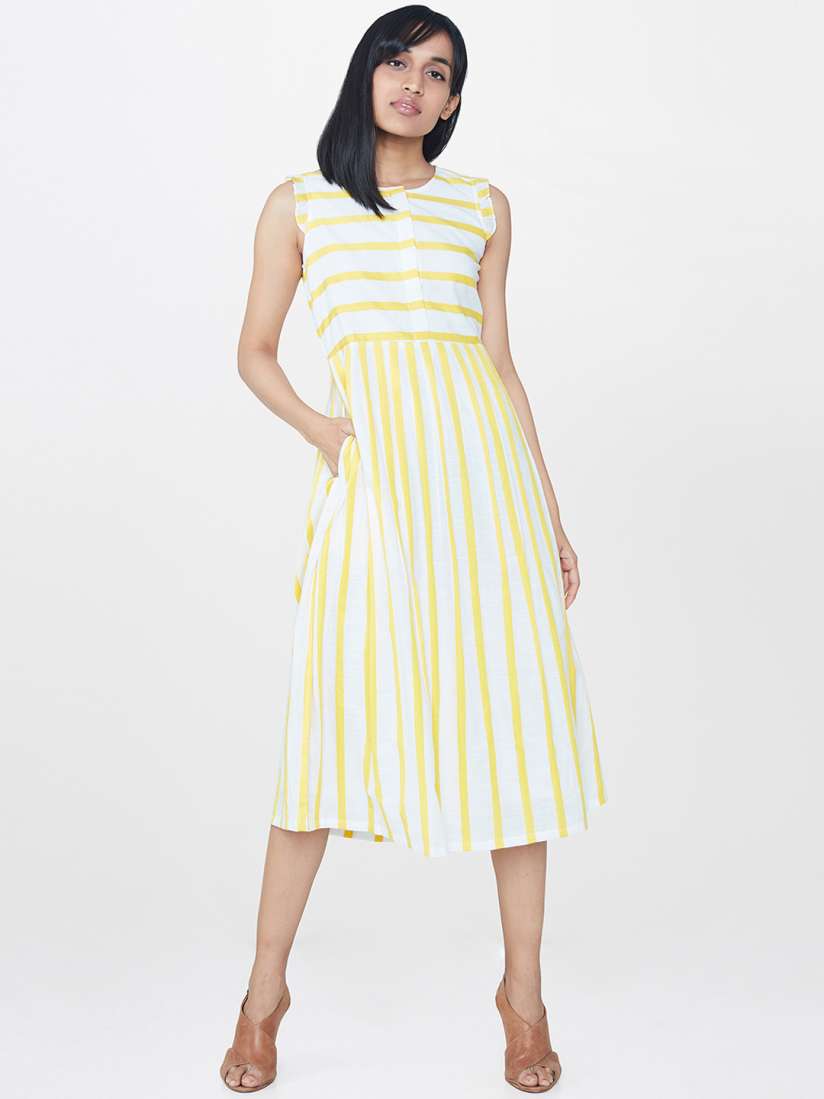 Yellow and white striped sundress outlet