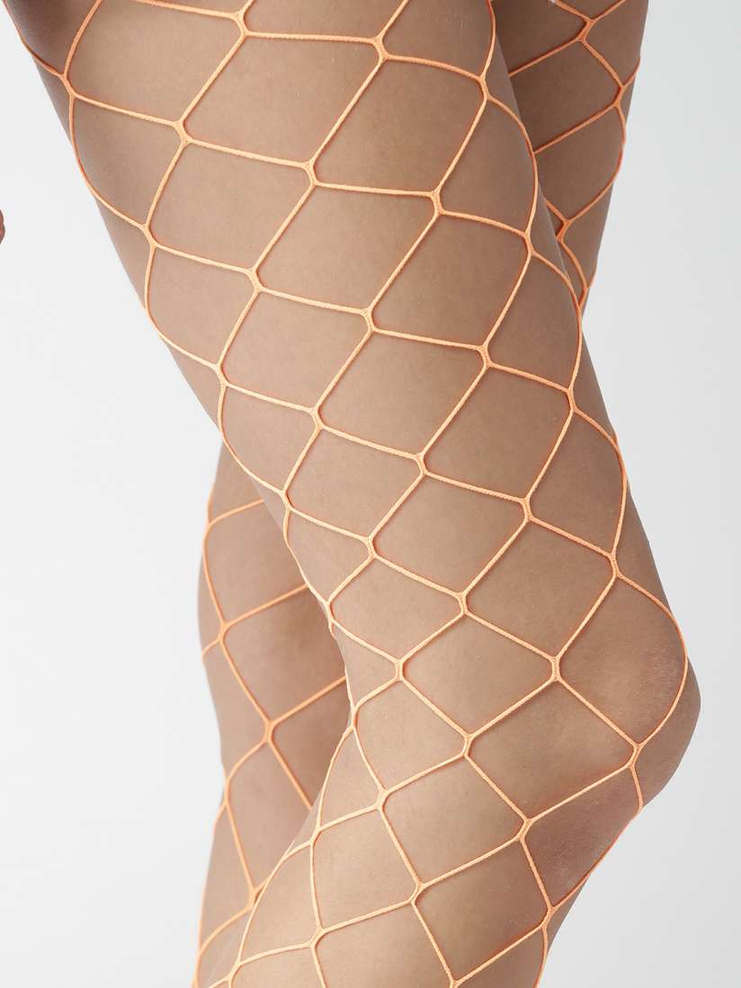 Orange fishnet stockings top