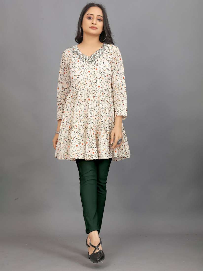 Buy Pari THE FASHION STUDIO Floral Printed V Neck Pure Cotton Anarkali Kurti Kurtis for Women 24613280 Myntra