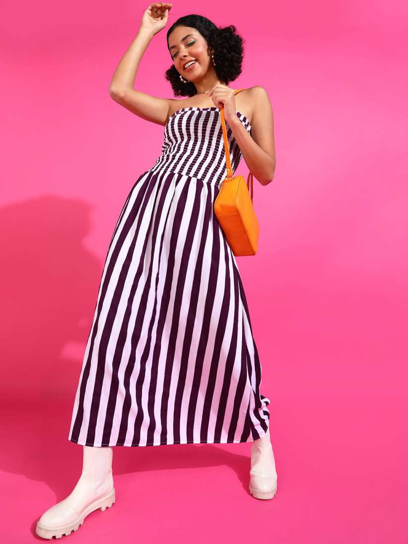 Buy Popwings Striped Maxi Dress Dresses for Women 24614172 Myntra