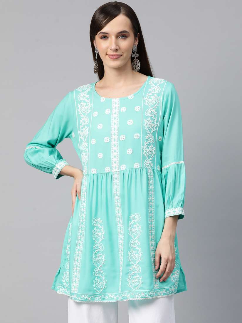 Buy Readiprint Fashions Floral Embroidered Pleated Kurti Kurtis for Women 24616612 Myntra