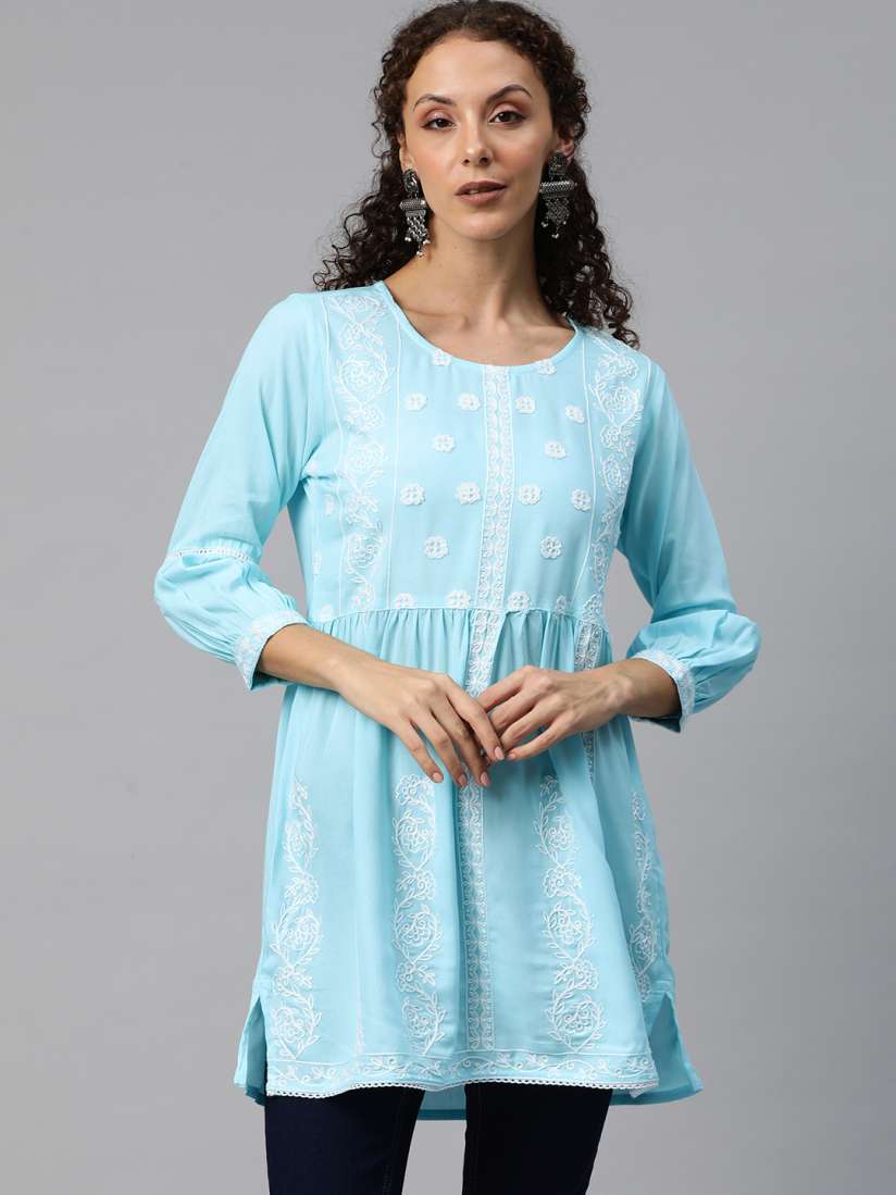 Buy Readiprint Fashions Floral Embroidered Pleated Kurti Kurtis for Women 24616614 Myntra