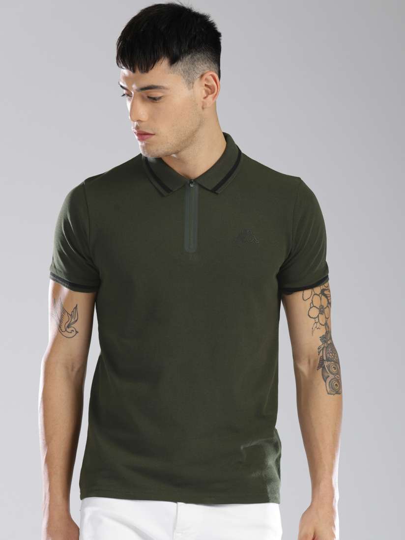 Buy Kappa Men Olive Green Solid Polo Collar T shirt Tshirts for Men 2461919 Myntra