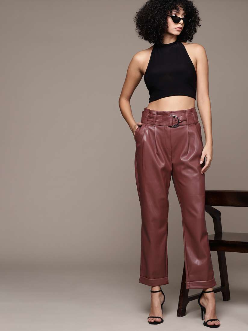 Leather peg trousers clearance