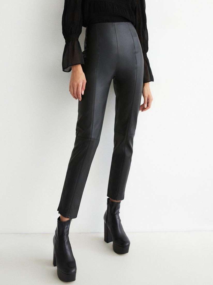 Buy WAREHOUSE Women Faux Leather Slim Fit Cropped Trousers Trousers for Women 24625344 Myntra