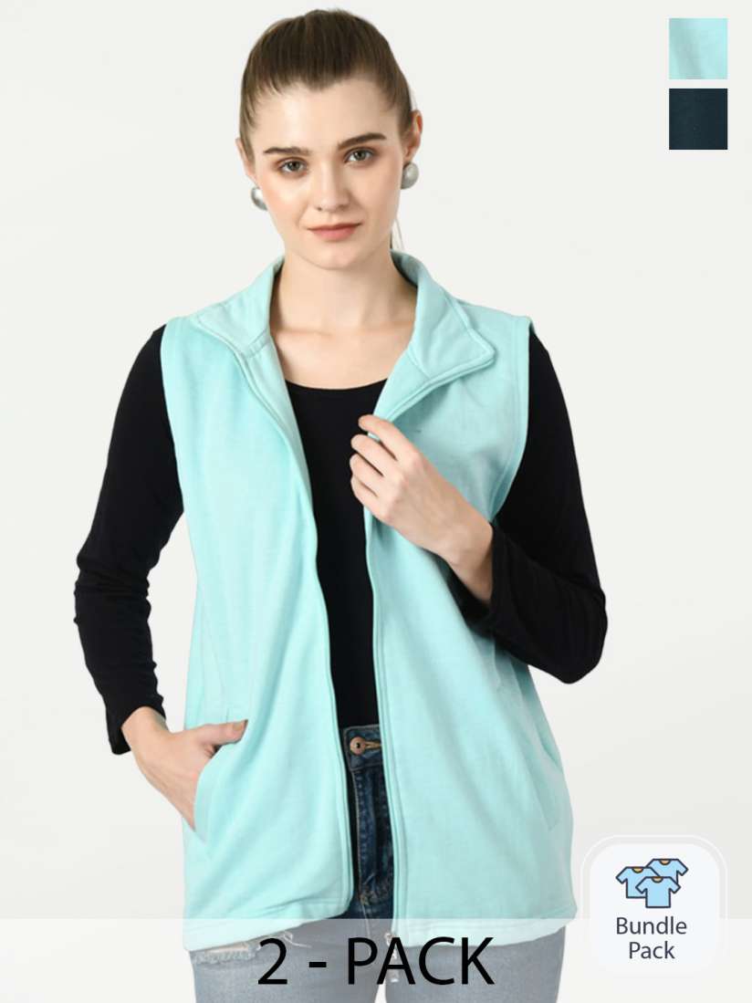 Buy BAESD Pack Of 2 Lightweight Open Front Fleece Jacket Jackets for Women 24626592 Myntra