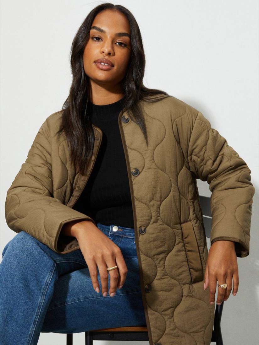Buy DOROTHY PERKINS Collarless Contrast Placket Longline Quilted Jacket Jackets for Women 24626620 Myntra
