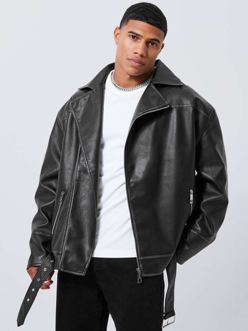 Boohooman biker jacket online
