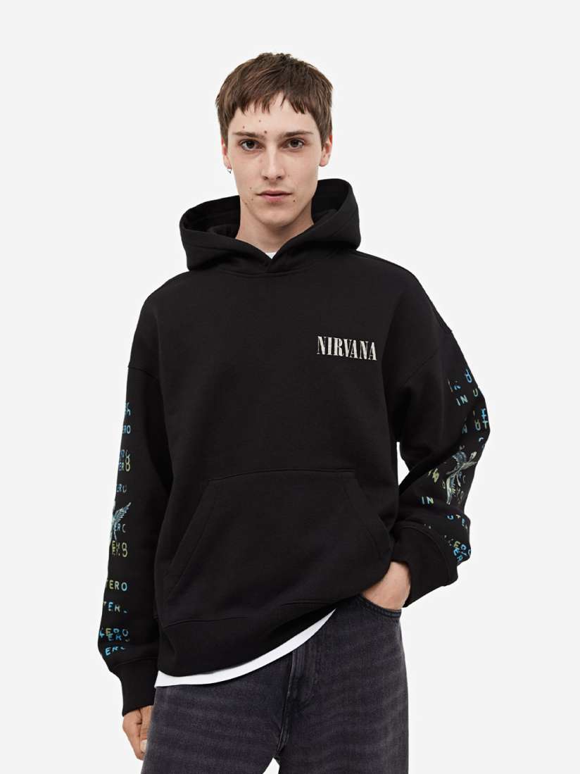 Buy H M Oversized Fit Printed Hoodie Sweatshirts for Men 24630376 Myntra