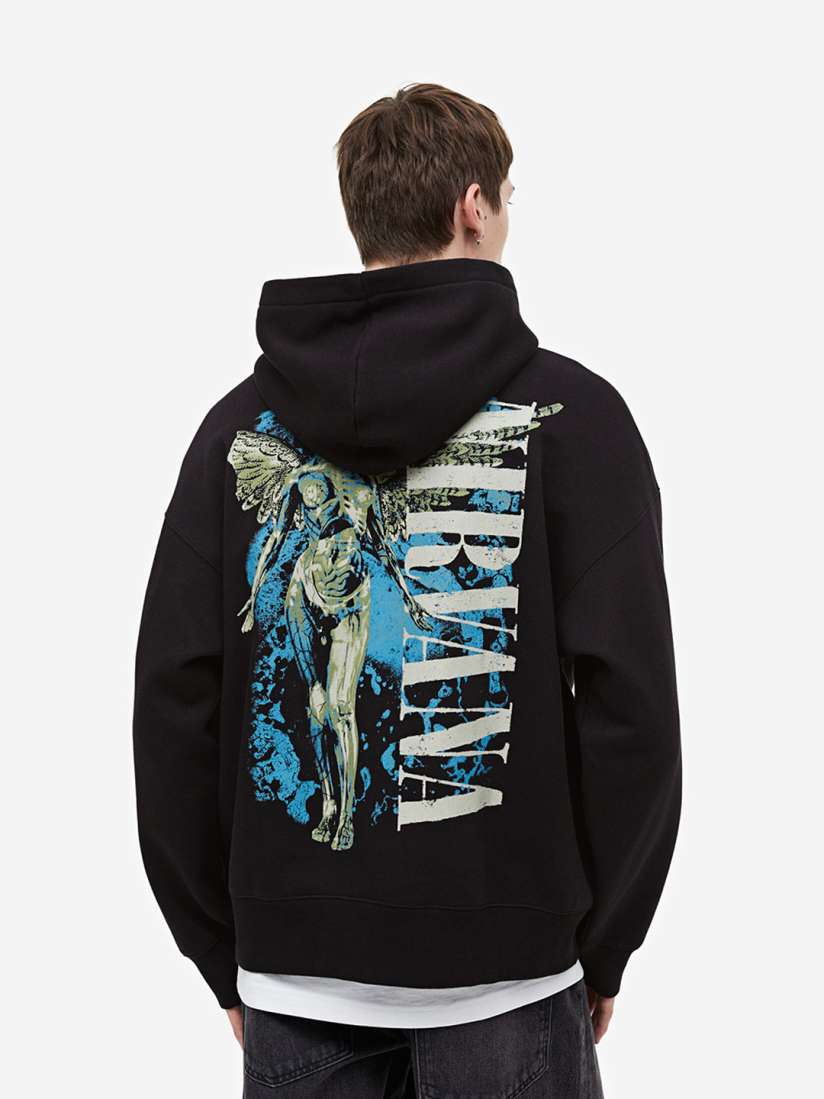 Buy H M Oversized Fit Printed Hoodie Sweatshirts for Men 24630376 Myntra