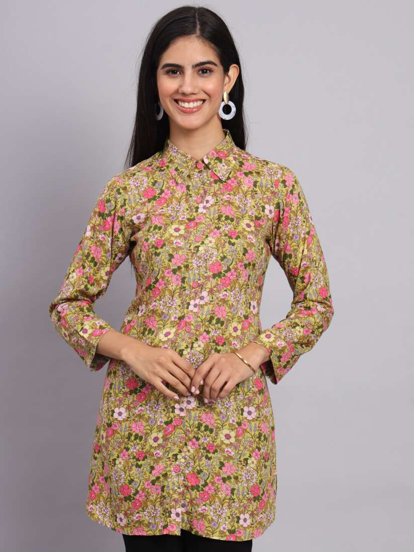 Buy Tissu Floral Printed Spread Collar Straight Kurti Kurtis for Women 24633120 Myntra