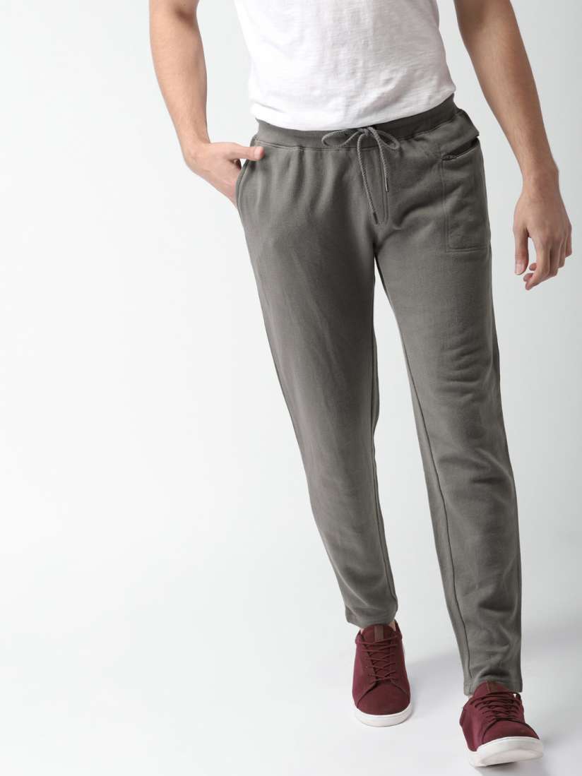 Men Grey Solid Trousers
