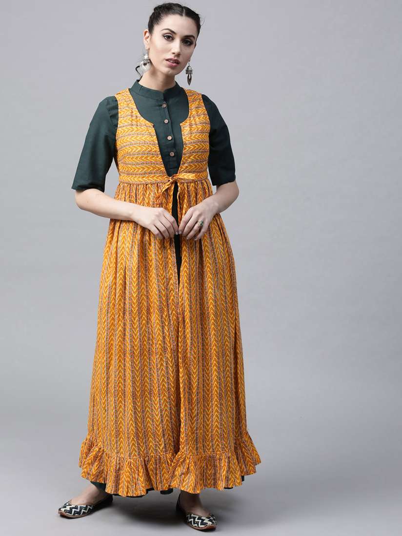 Yellow ethnic jacket cheap