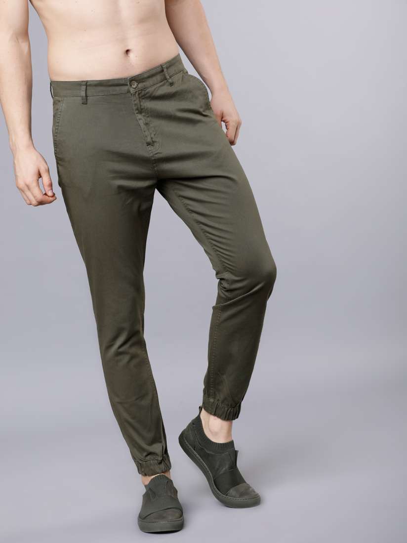 Buy HIGHLANDER Men Olive Green Slim Fit Joggers Trousers for Men 2463806 Myntra