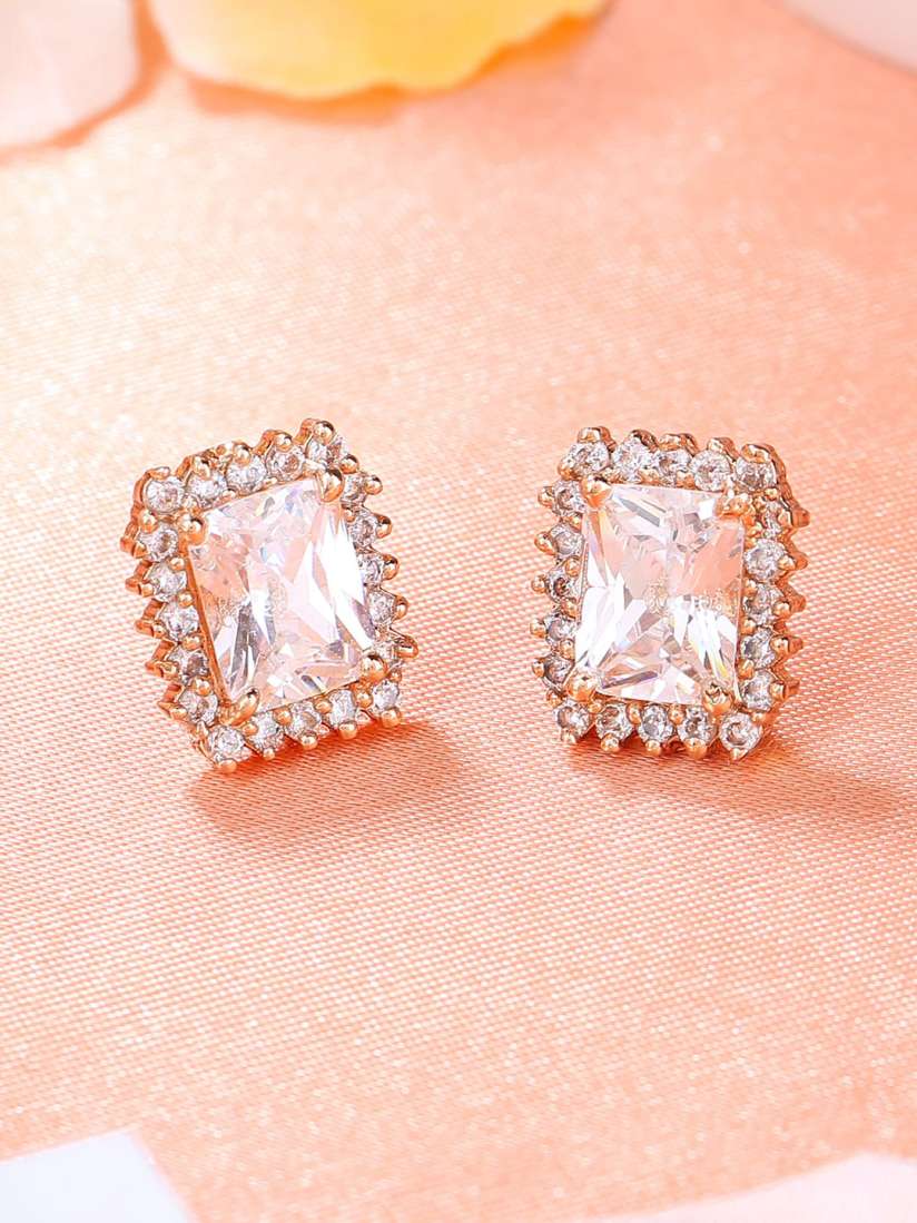 Rose gold square stud earrings online