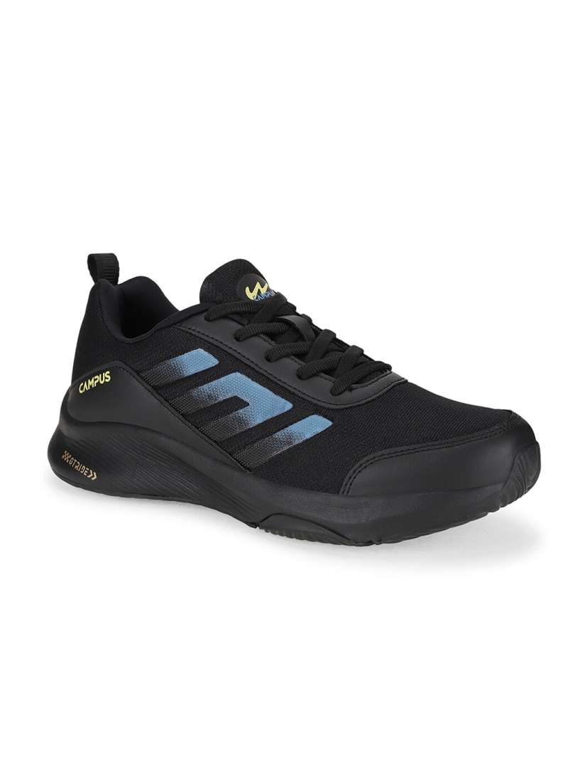 Campus black sports shoes discount