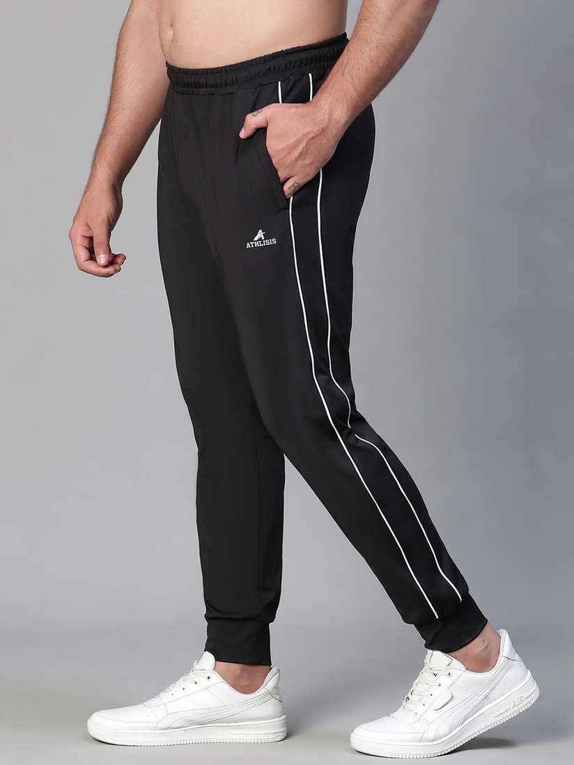 Mens Black Leggings With White Lines Buy ATHLISIS Men Side Stripe