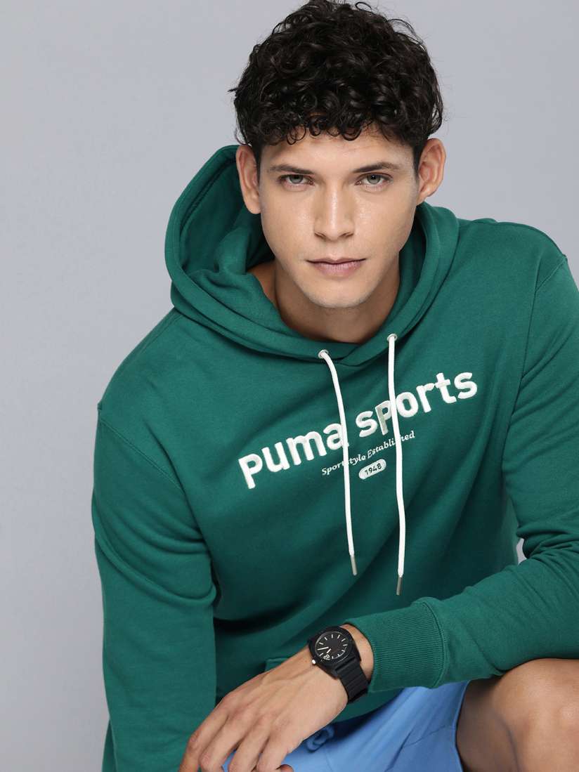 Buy Puma Pure Cotton Brand Logo Embroidered Hooded Sweatshirt Sweatshirts for Men 24652764 Myntra