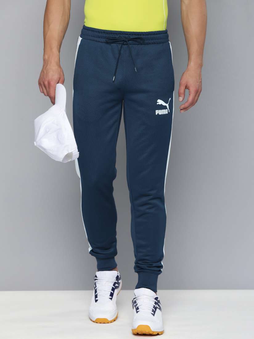 Puma blue track pants hot sale