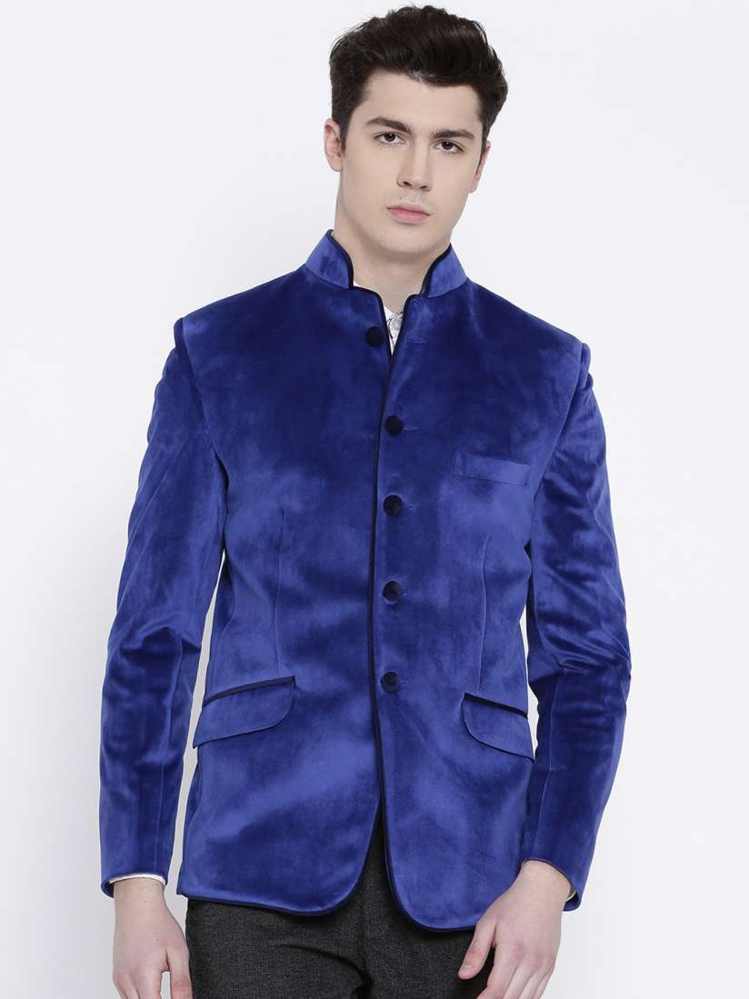 Wintage men's velvet grandad collar blazer discount