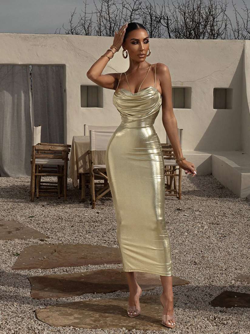 Silk bodycon maxi dress on sale