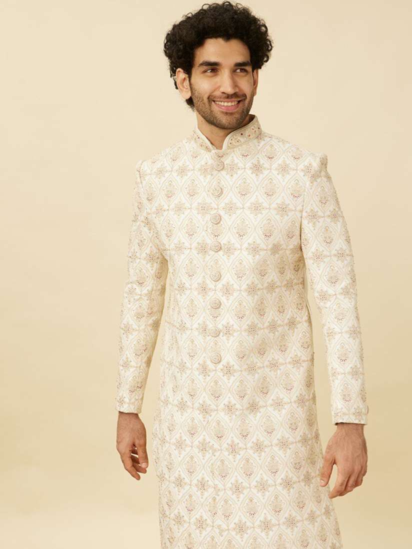 Buy Manyavar Self Design Sherwani with Solid Pyjama Sherwani for Men 24659222 Myntra