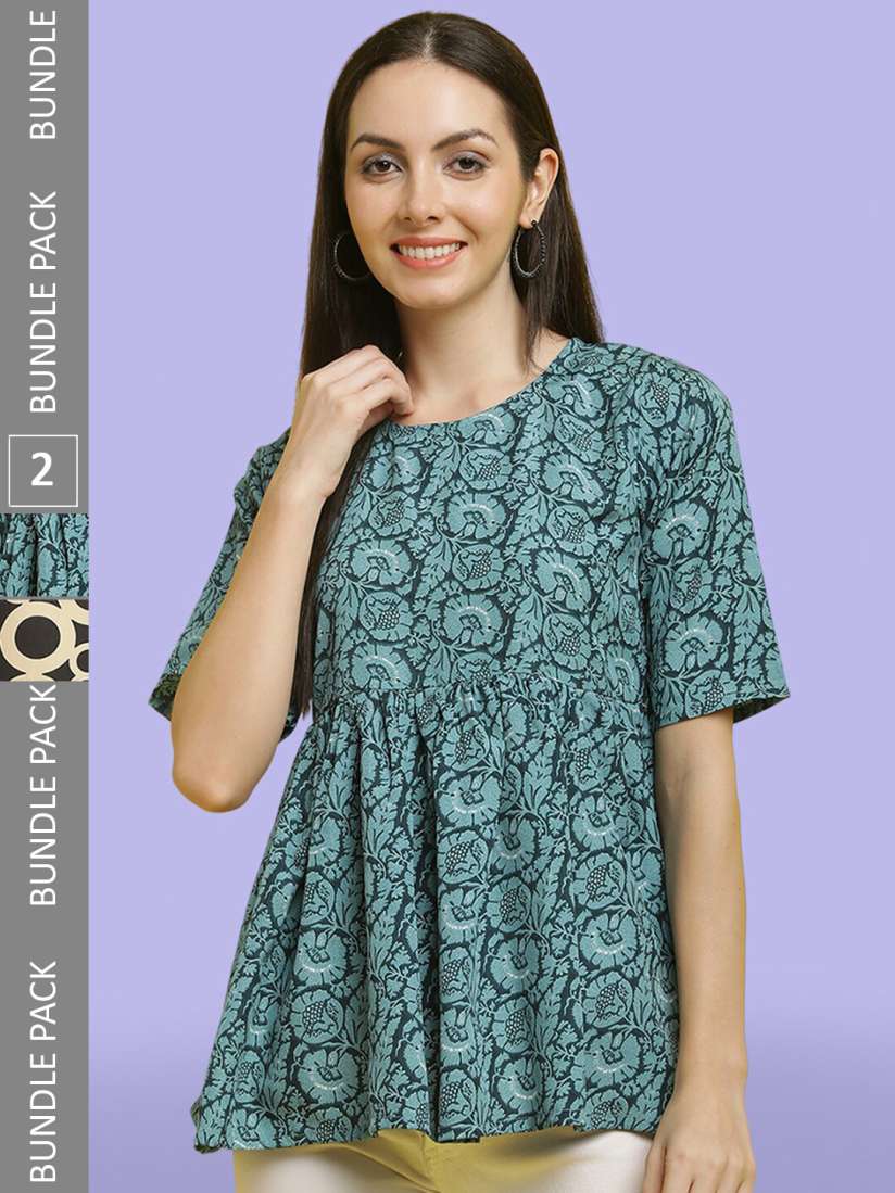 Buy Poshyaa Pack Of 2 Printed Short Sleeves Top Tops for Women 24659686 Myntra