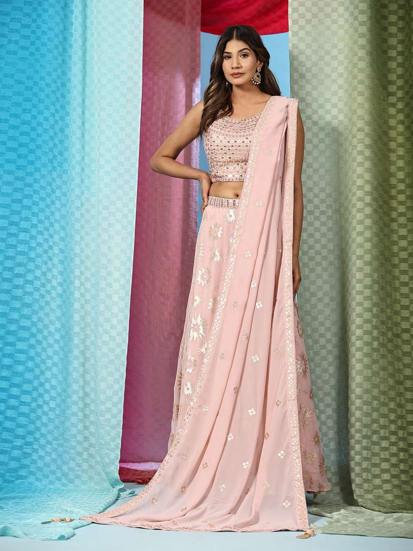 Buy JUST FASHION Embroidered Sequinned Ready to Wear Lehenga Blouse With Dupatta Lehenga Choli for Women 24660696 Myntra