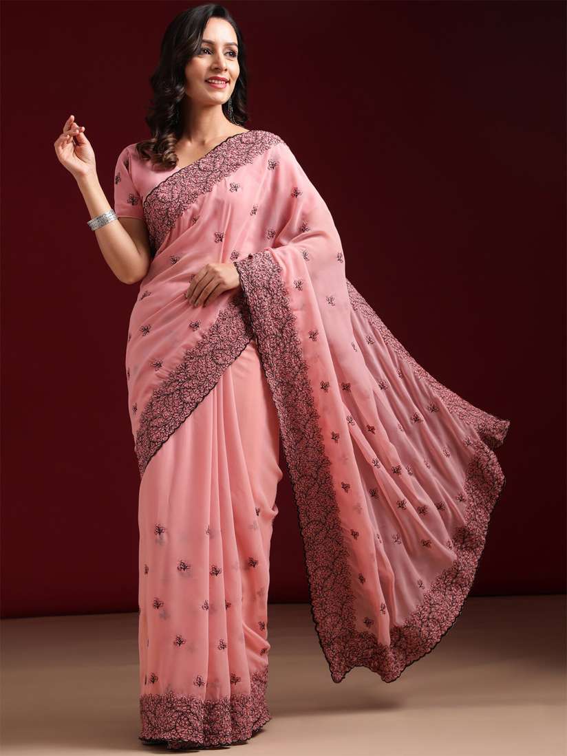 Myntra embroidered sarees clearance