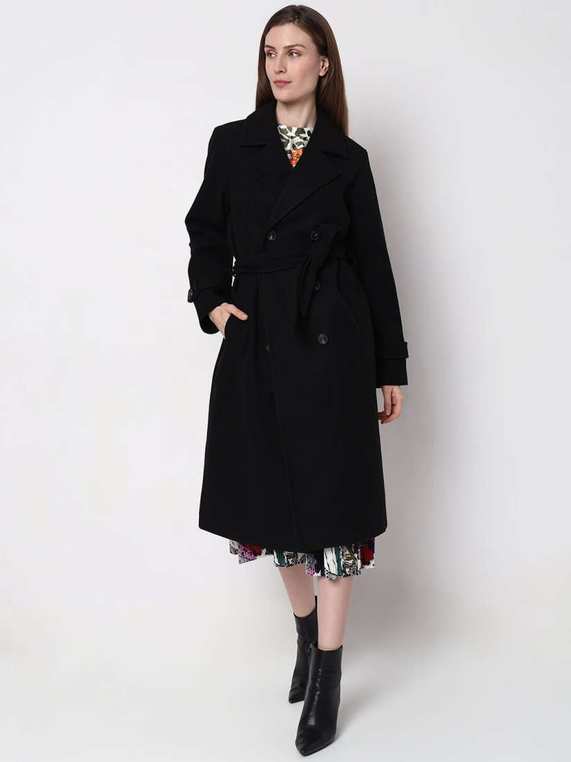 Buy Vero Moda Notched Lapel Collar Double Breasted Trench Coat Coats for Women 24666828 Myntra