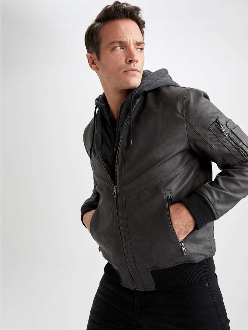 Hooded bomber jacket mens online