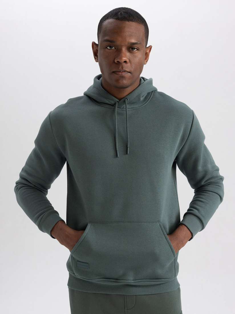 Buy DeFacto Long Sleeves Cotton Hooded Pullover Sweatshirt Sweatshirts for Men 24690122 Myntra